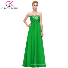 Grace Karin trägerlosen Schatz Ausschnitt grüne Perlen lange Chiffon Abendkleid CL4101-4 #